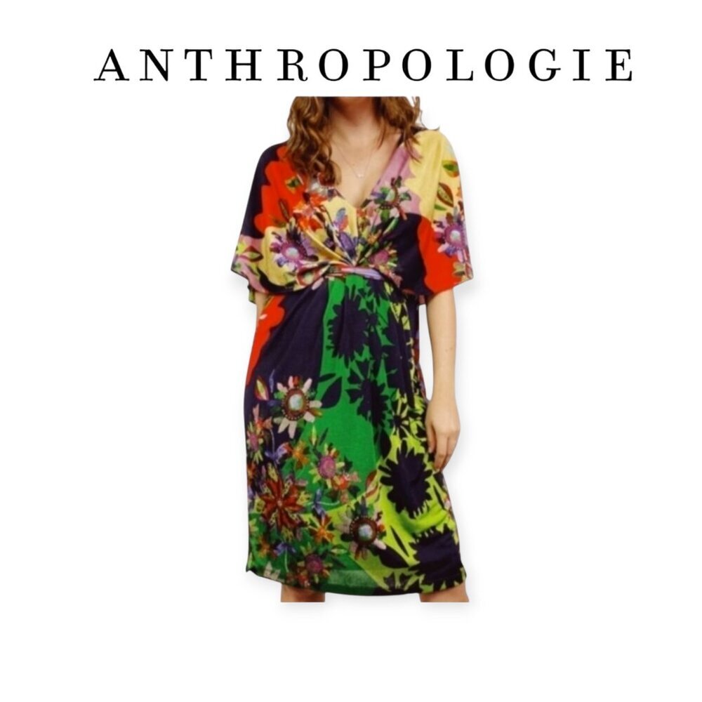 Anthropologie Ranna Gill Rainbow Midi Dress XSP NWT | Soft Boho Vintage Style